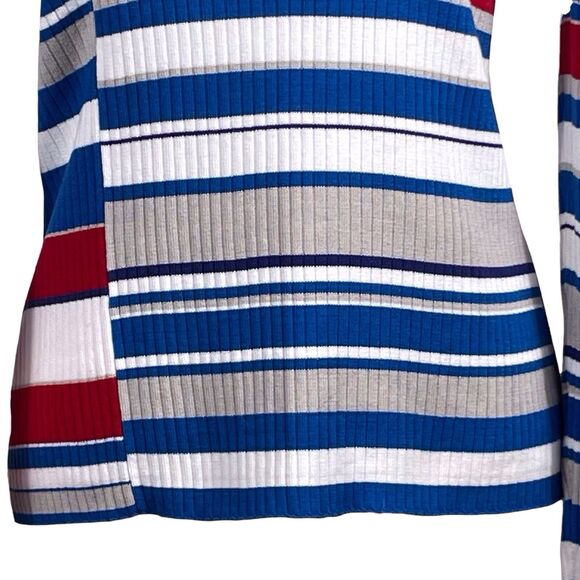 RAG & BONE Women’s Mason Crew Sweater Size Large Ribbed Striped Red Blue EUC - Picture 9 of 16